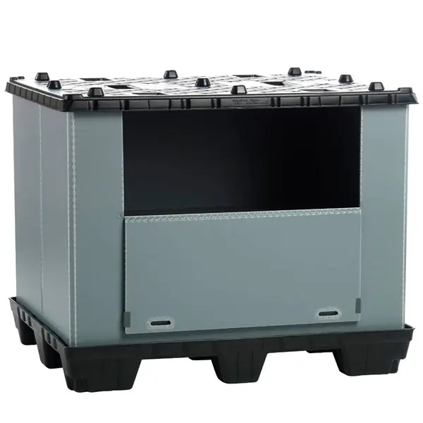 Foldable Plastic Pallet Sleeve Box with Lock Buckle Straps Durable Reusable Shipping Container