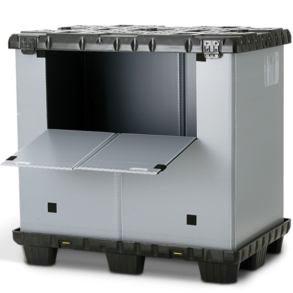 Foldable Plastic Pallet Sleeve Box with Lock Buckle Straps Durable Reusable Shipping Container