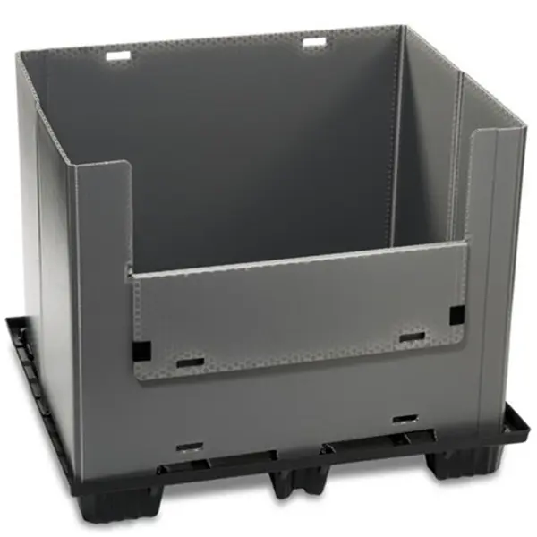 Foldable Plastic Pallet Sleeve Box with Lock Buckle Straps Durable Reusable Shipping Container